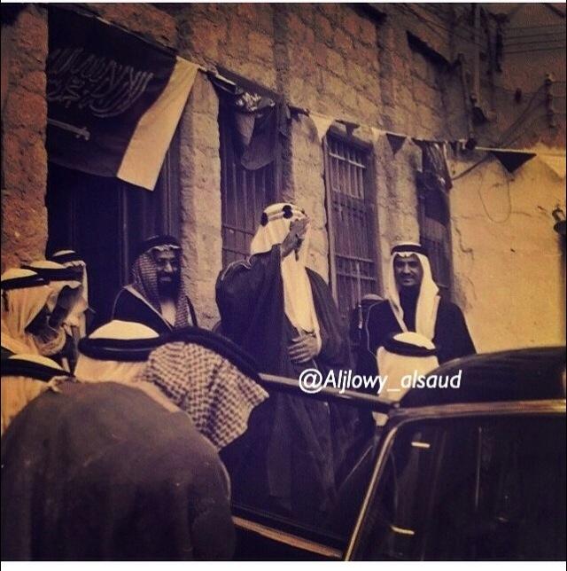 King Saud—may God have mercy on him—together with Prince Saud bin Abdullah bin Jiluwi, Governor of the Eastern Province, and Prince Sultan bin Abdulaziz—may God have mercy on them all.