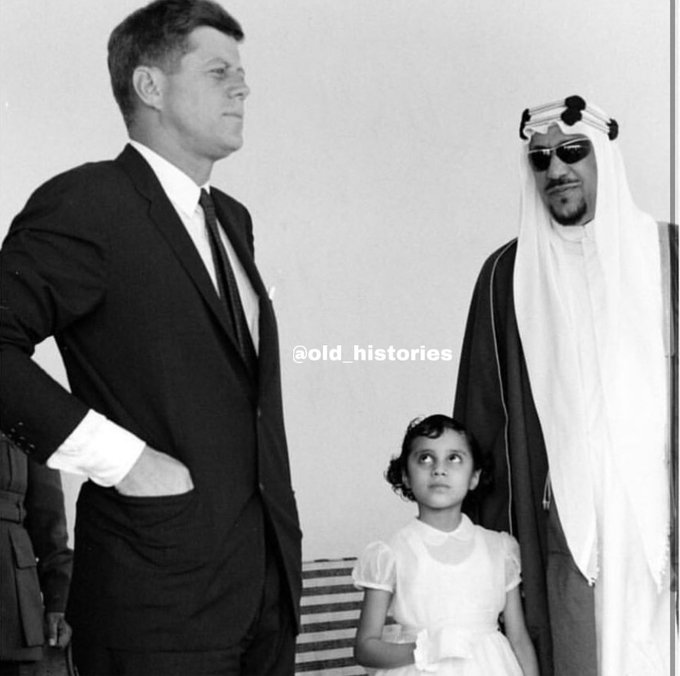 King Saud and the president of USA John Kennedy around the small Princess Dalal Bint Saud