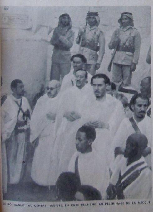 King Saud and Prince Faisal bin Turki (I) inspecting the expansion of the Holy Mosque may God have mercy on them