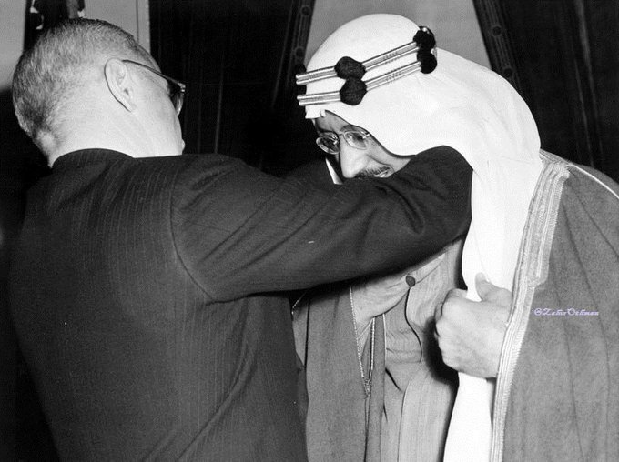 The Order of Merit of First Class By President Harry Truman to Crown Prince Saud during his official visit to the United States of America Washington - 1366 AH 1947AD