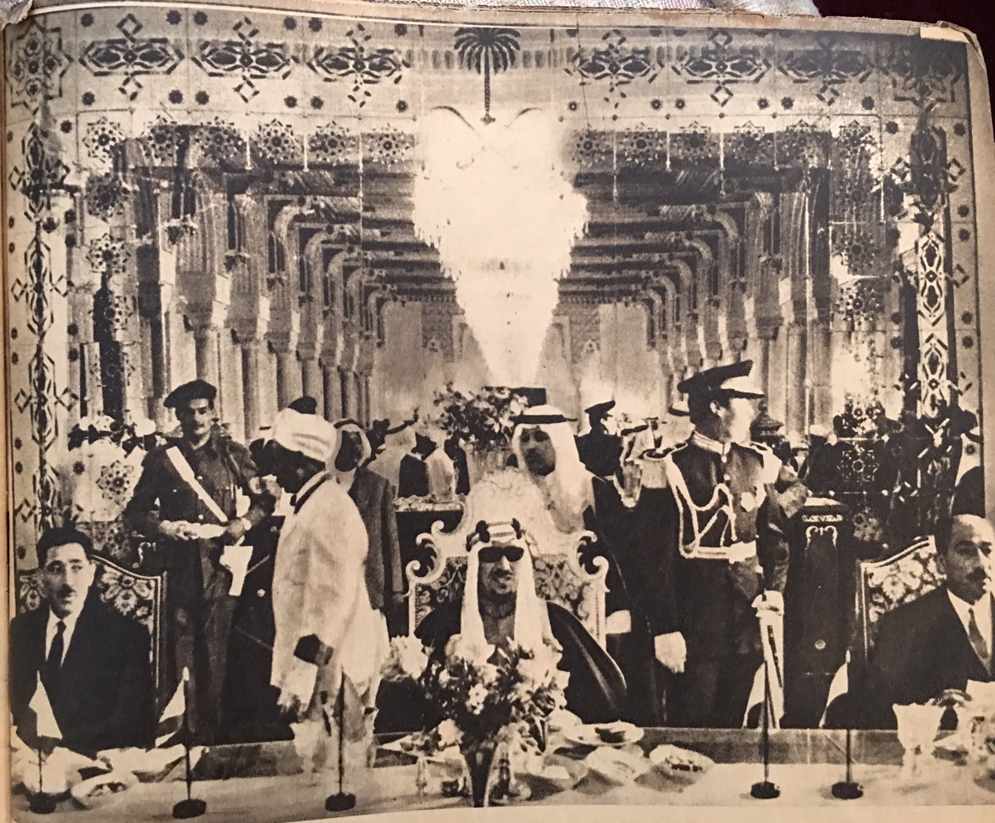 President Sadat and Field Marshal ʿAbd al‑Hakim ʿAmir in Riyadh with King Saud, working to end the Yemen war and restore relations between the two states in March 1964.