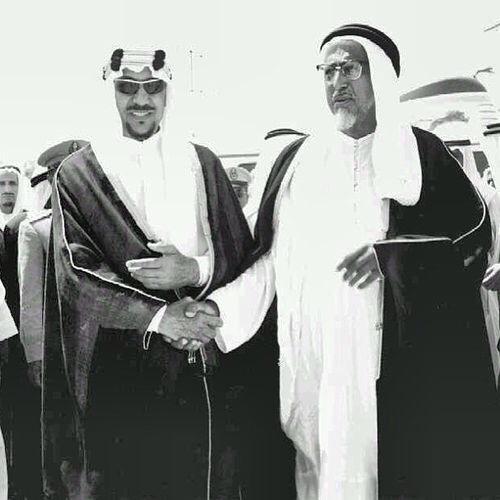 Sheikh Ali bin Abdullah Al Thani, Ruler of Qatar, receiving King Saud bin Abdulaziz of Saudi Arabia — 1959.