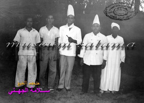 The cooks, the khawiya (Royal Guard attendants), and the Military Takiyya in Al‑Madinah Al‑Munawwarah receiving King Saud during his visit in 1958.