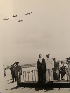    Photographs of King Saud’s 1957 visit to Lebanon and his reception in Beirut by President Camille Chamoun, captured by Antoine Dalati and Nahrā.