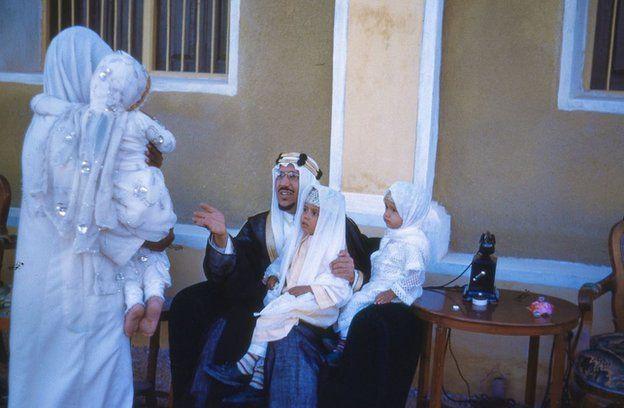 Crown Prince Saud bin Abdulaziz with his sons Prince Mansour Prince Abdulellah and Princess Nouf 1950