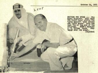 Crown Prince Saud lays the golden stick to start the screw in the operation of the Railway Road