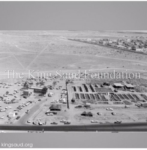 King Saud visit to Tabuk during the welcome ceremony held by Sheikh Saleem Abo Demayik The Sheikh of Bin Atiya Tribe - 1954