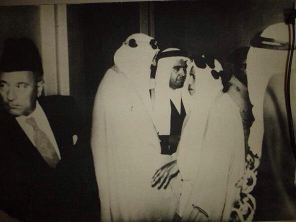 King Saud visit to Al-Zubeir appears with Sheikh Fahad bin Mohammed Alrashed 1957